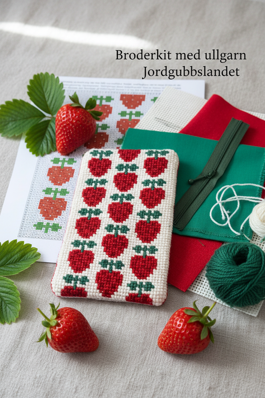 Mobil och glasögonfodral kit ”jordgubbslandet” 12x20cm