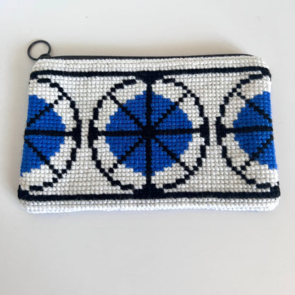 Handgjord unik börs, blå cirklar