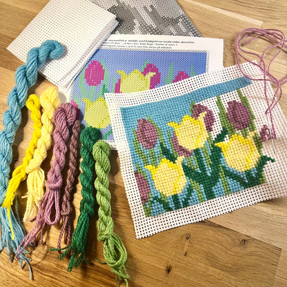 Broderikit med ullgarn ”längtan till våren” 13x17cm