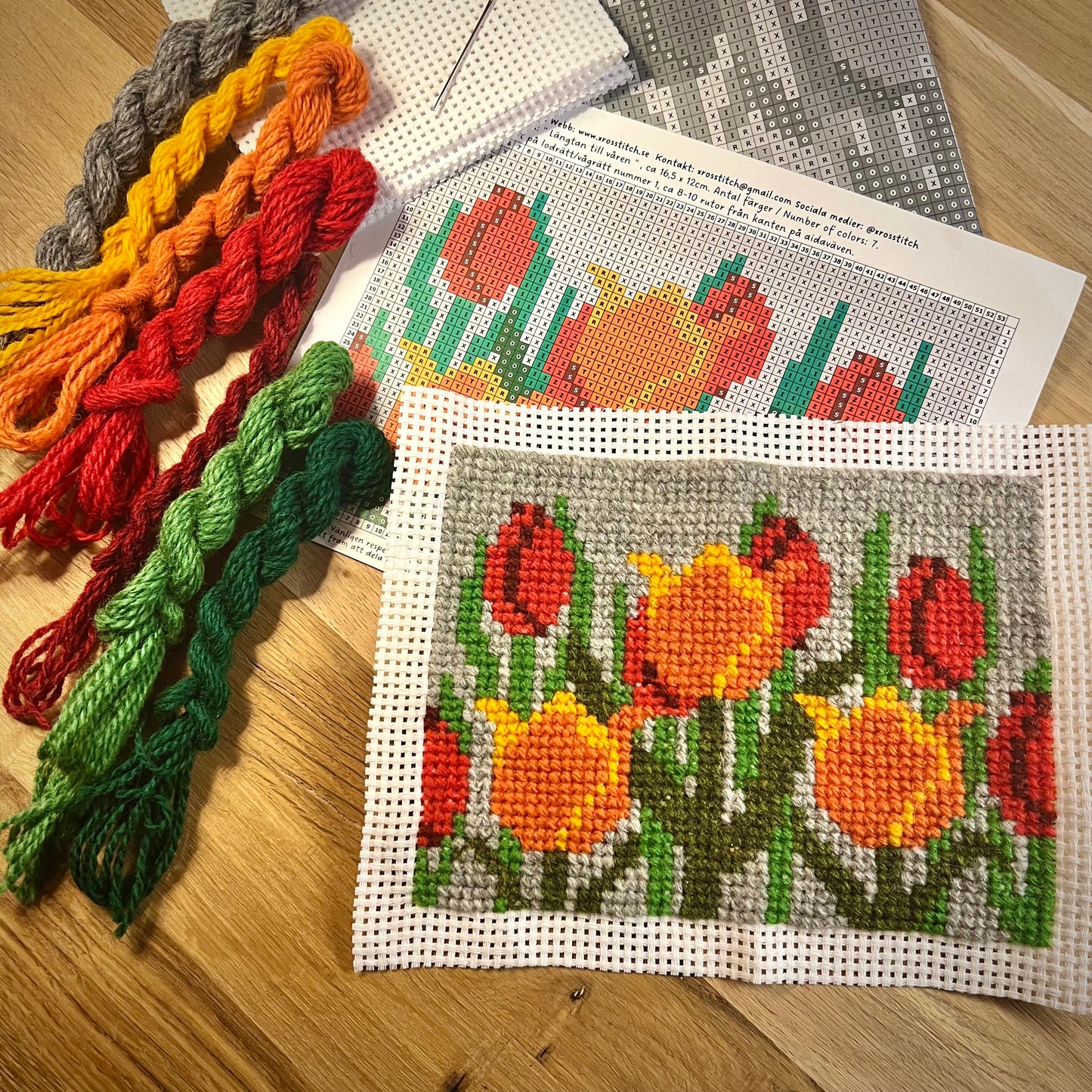 Broderikit med ullgarn ”längtan till våren” 13x17cm