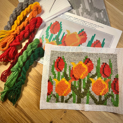 Broderikit med ullgarn ”längtan till våren” 13x17cm