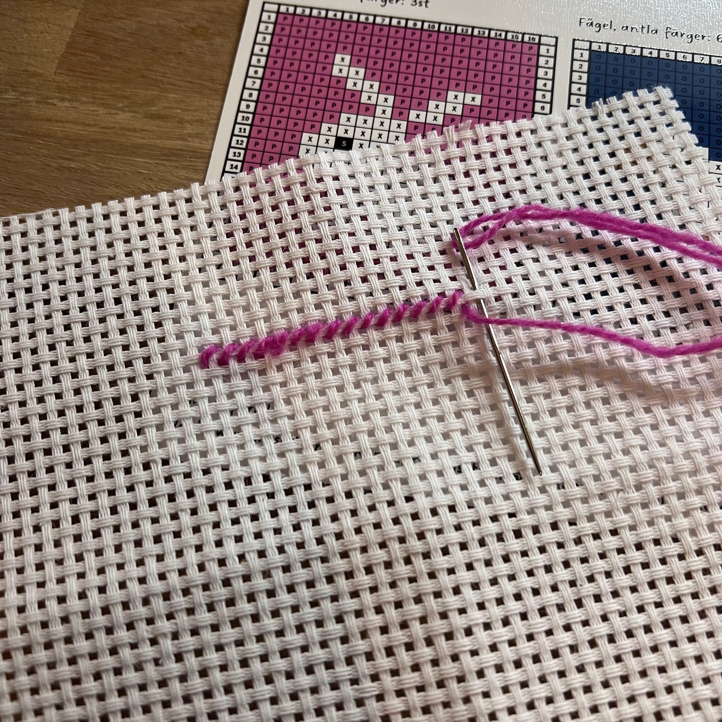 Broderikit med ullgarn, 3st småbroderier, för barn & nybörjare