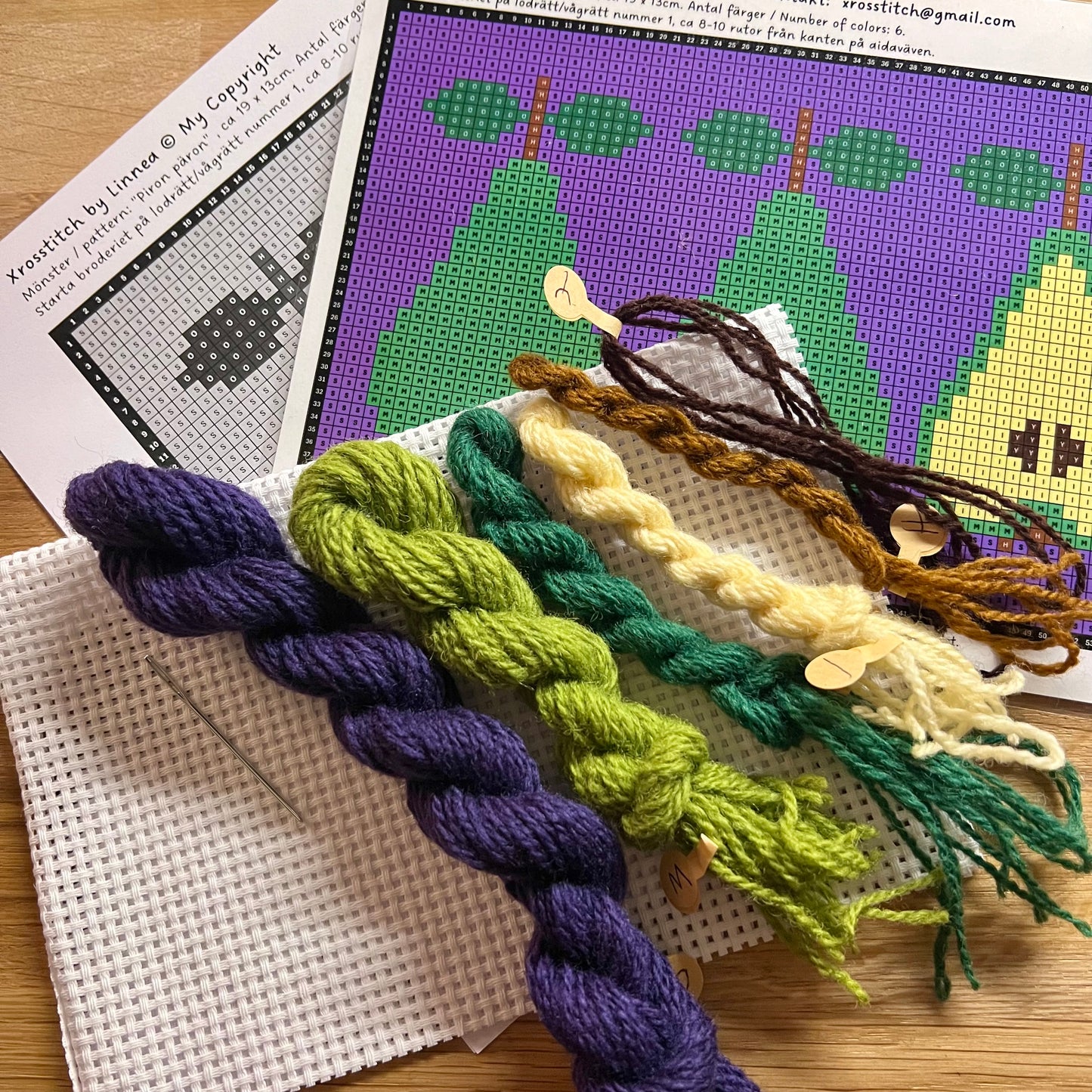 Broderikit med ullgarn ” piron päron ”