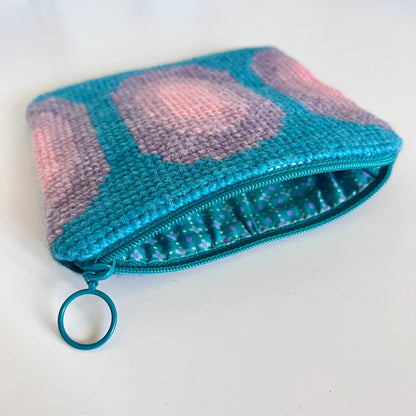 Handgjord unik börs, brun rosa/lila ovaler