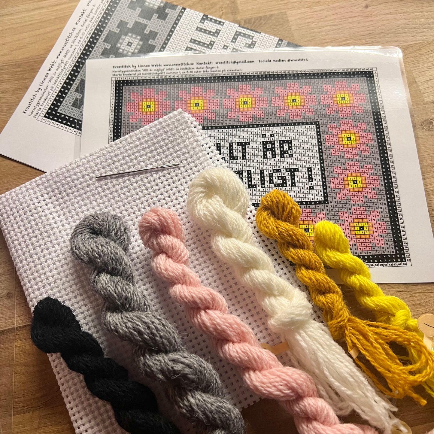 Textbroderikit med ullgarn, ”allt är möjligt” 20,5x17cm