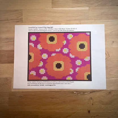 Mönster - ”blommor & bär” 13,5x16,5cm