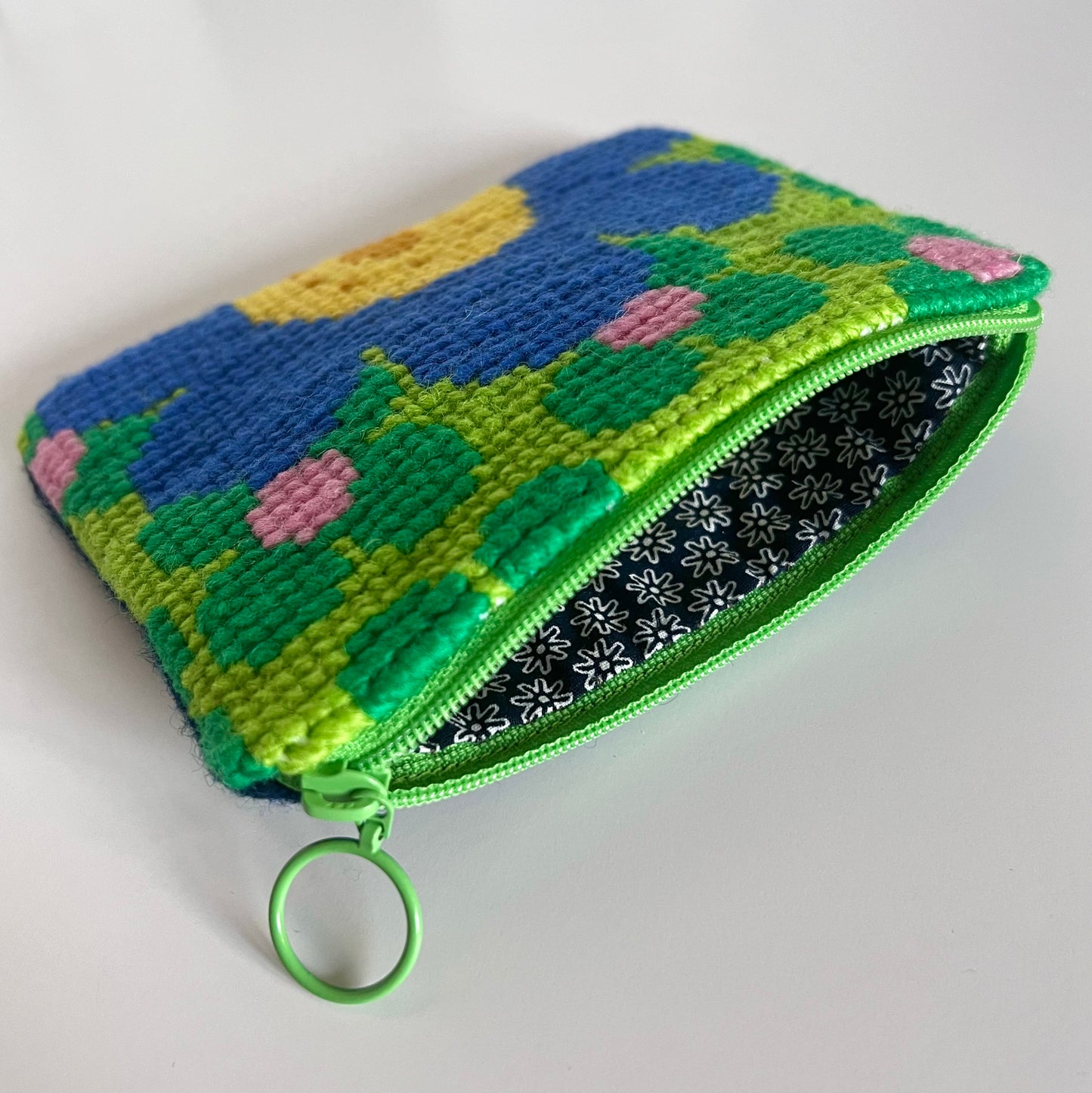 Handgjord unik börs, retro blomma