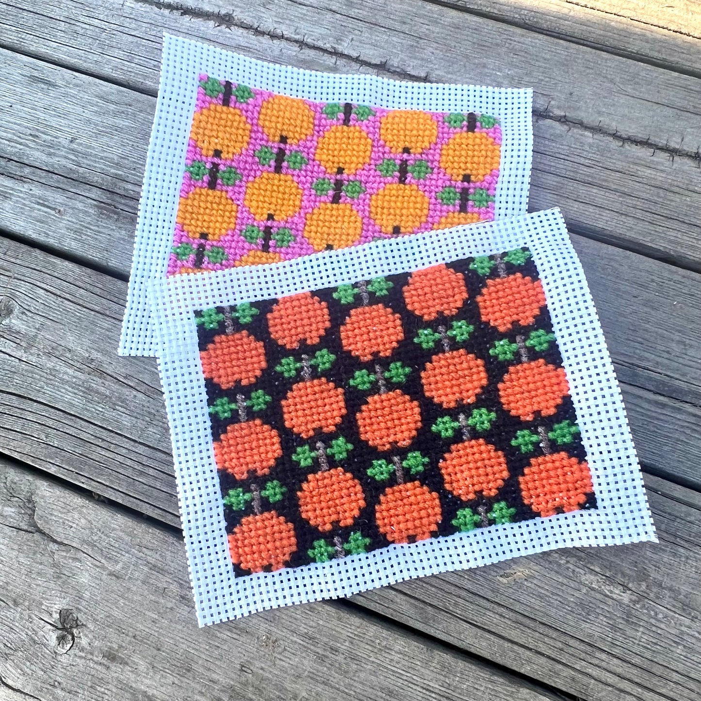 Broderikit med ullgarn ” apelsin trädgård ”