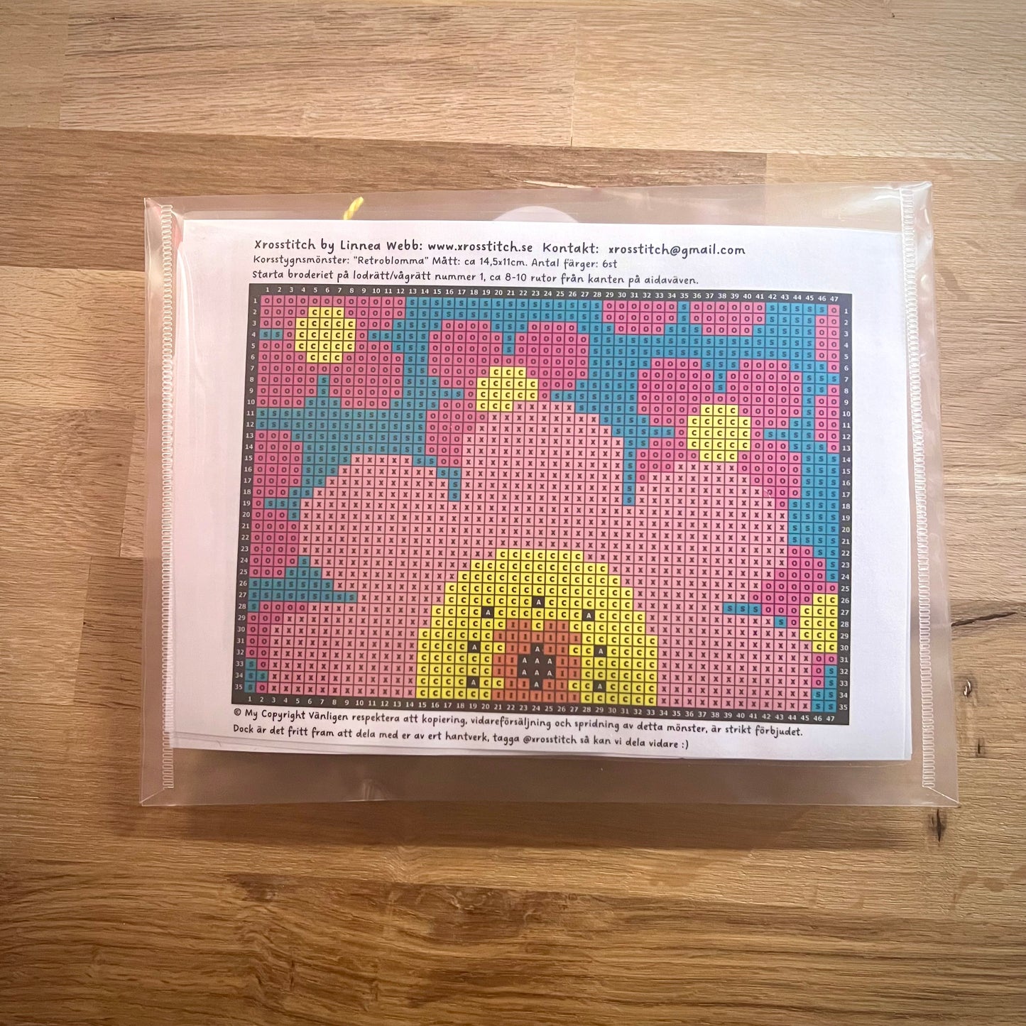 Broderikit med ullgarn ”retroblomma”