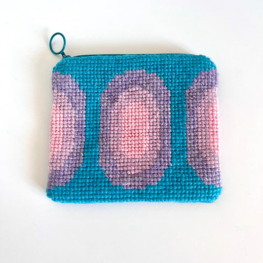 Handgjord unik börs, brun rosa/lila ovaler