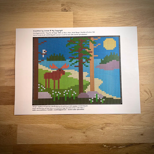 Mönster - ”dags för ett dopp” 16x19cm