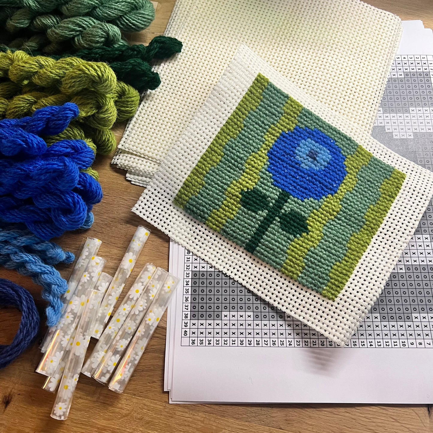 Broderikit ”det ensamma lilla blåbäret” 11,5x13cm