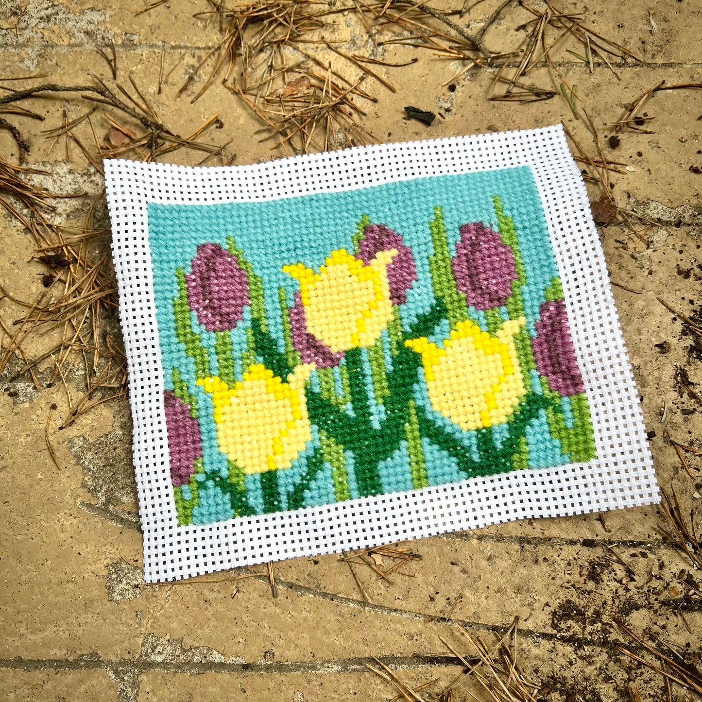 Broderikit med ullgarn ”längtan till våren” 13x17cm