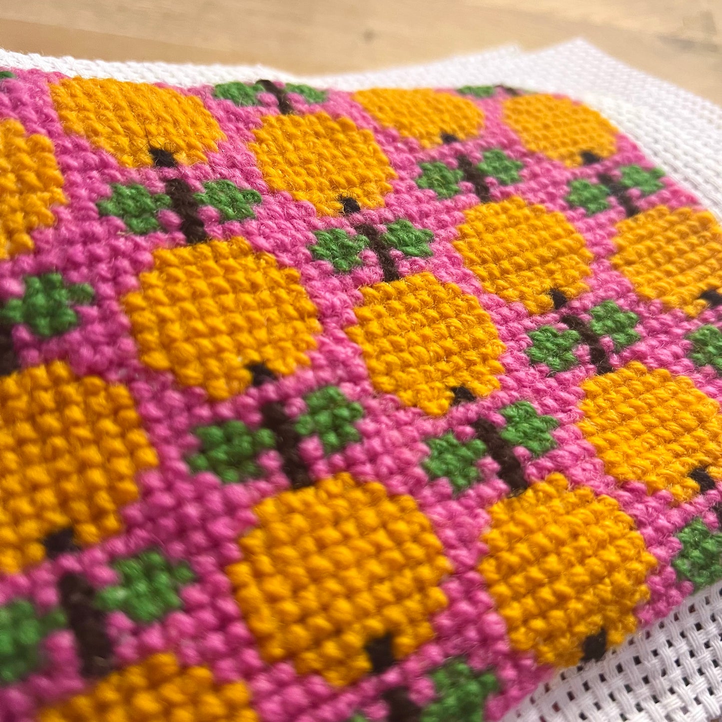 Handgjord unik börs ”apelsinträdgård” rosa, 12x14cm