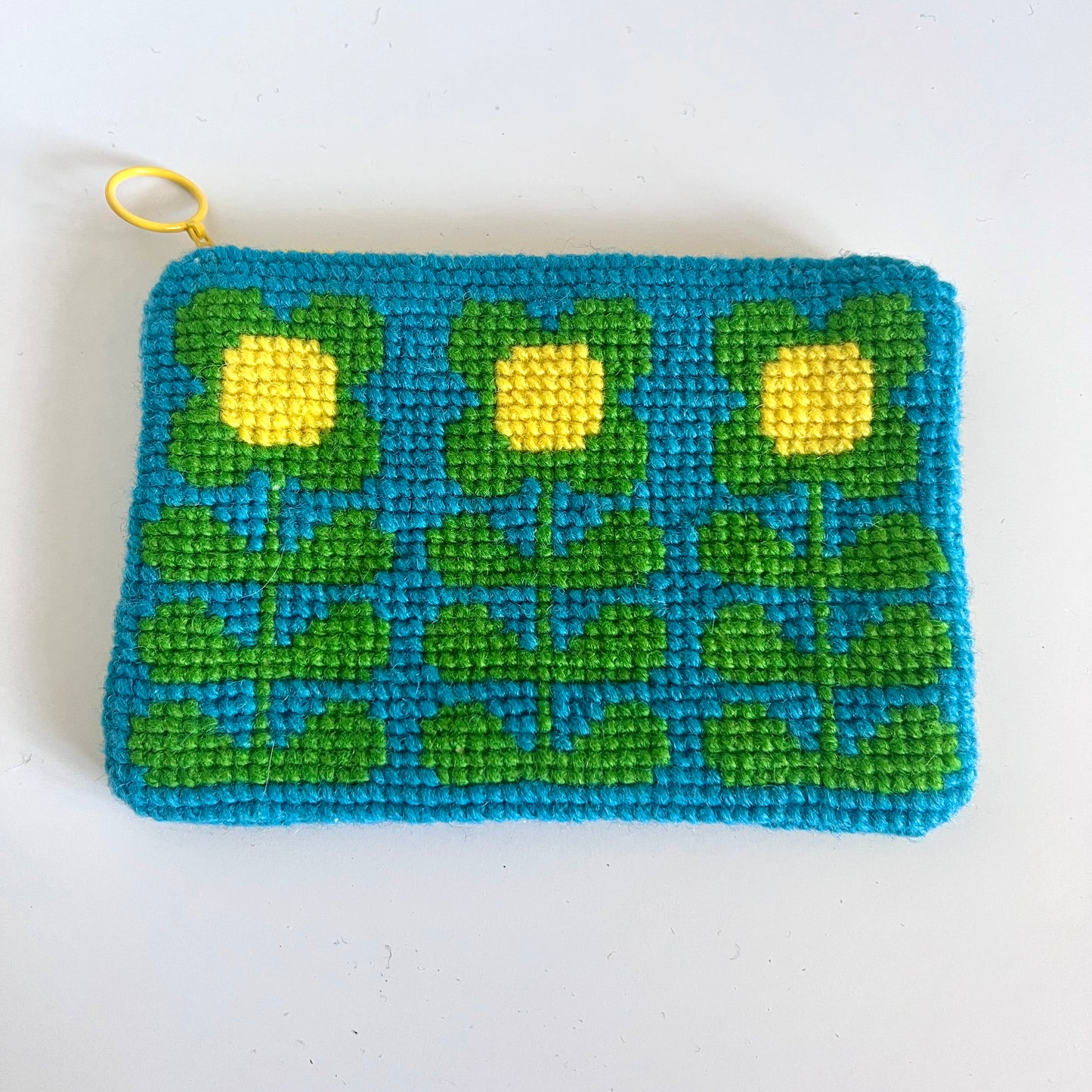 Handgjord unik börs, retro blomster grön/turkos