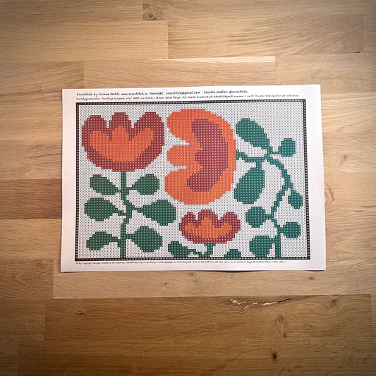 Mönster -  ”snirkliga tulpaner,stor” ca 18,5x25,5cm