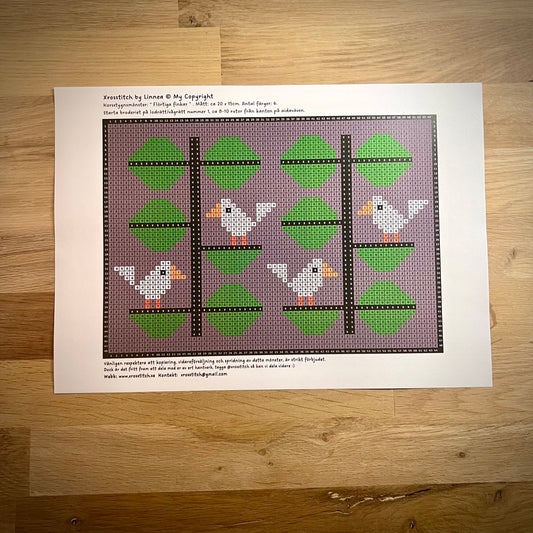 Mönster - ”flörtiga finkar” 15x20cm