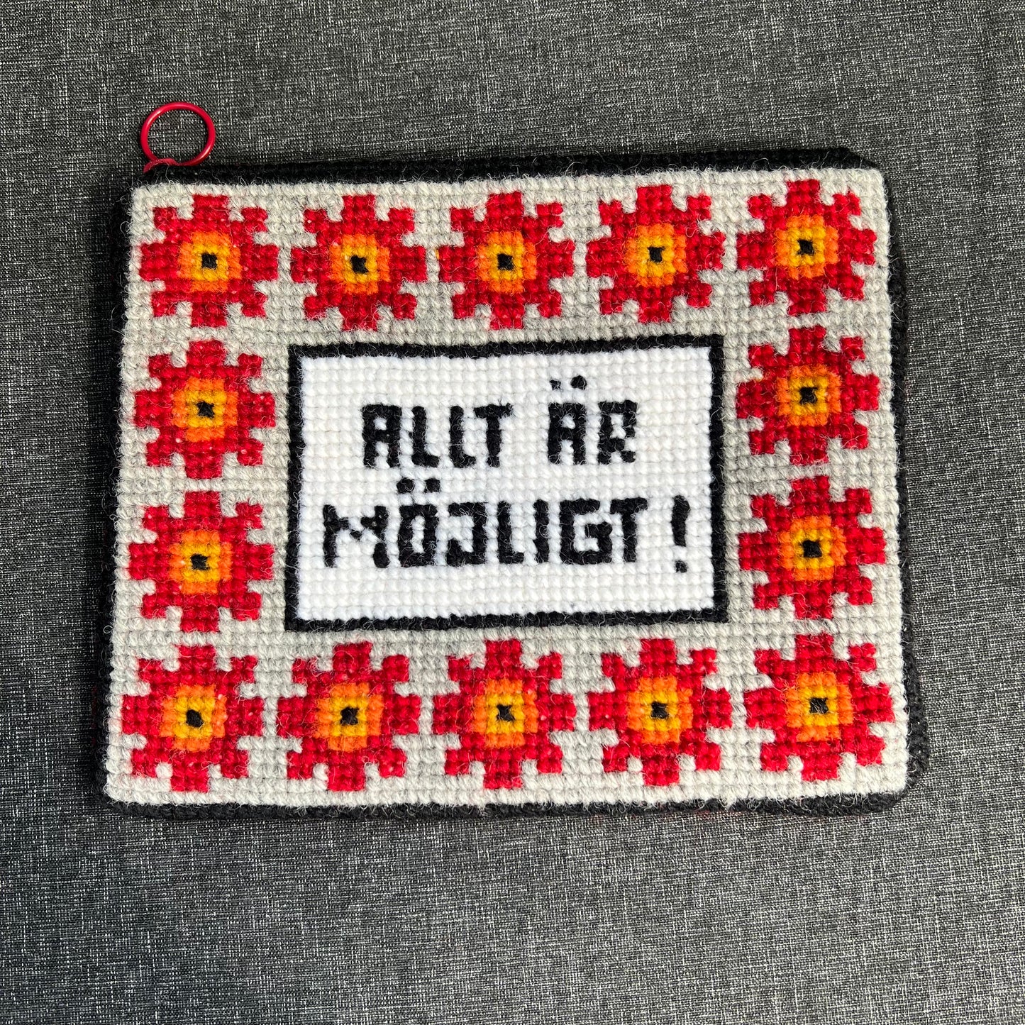 Textbroderikit med ullgarn, ”allt är möjligt” 20,5x17cm