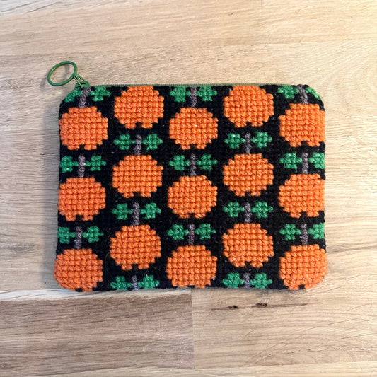 Handgjord unik börs ”apelsinträdgård” svart, 11,5x15cm