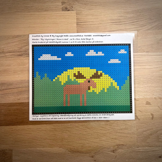 Mönster - ”älg i skymningen” 10x14cm