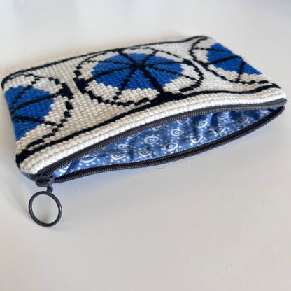 Handgjord unik börs, blå cirklar