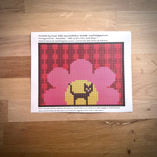 Mönster - ”retrokatten” 11,5x14,5 cm