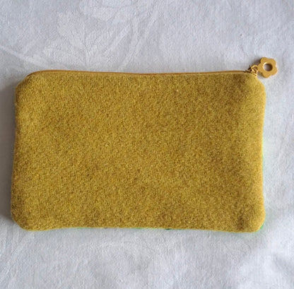 Handgjord unik börs, blommig grön/gul