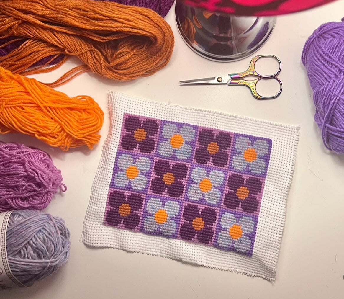 Mönster pdf ”rutor i blom”