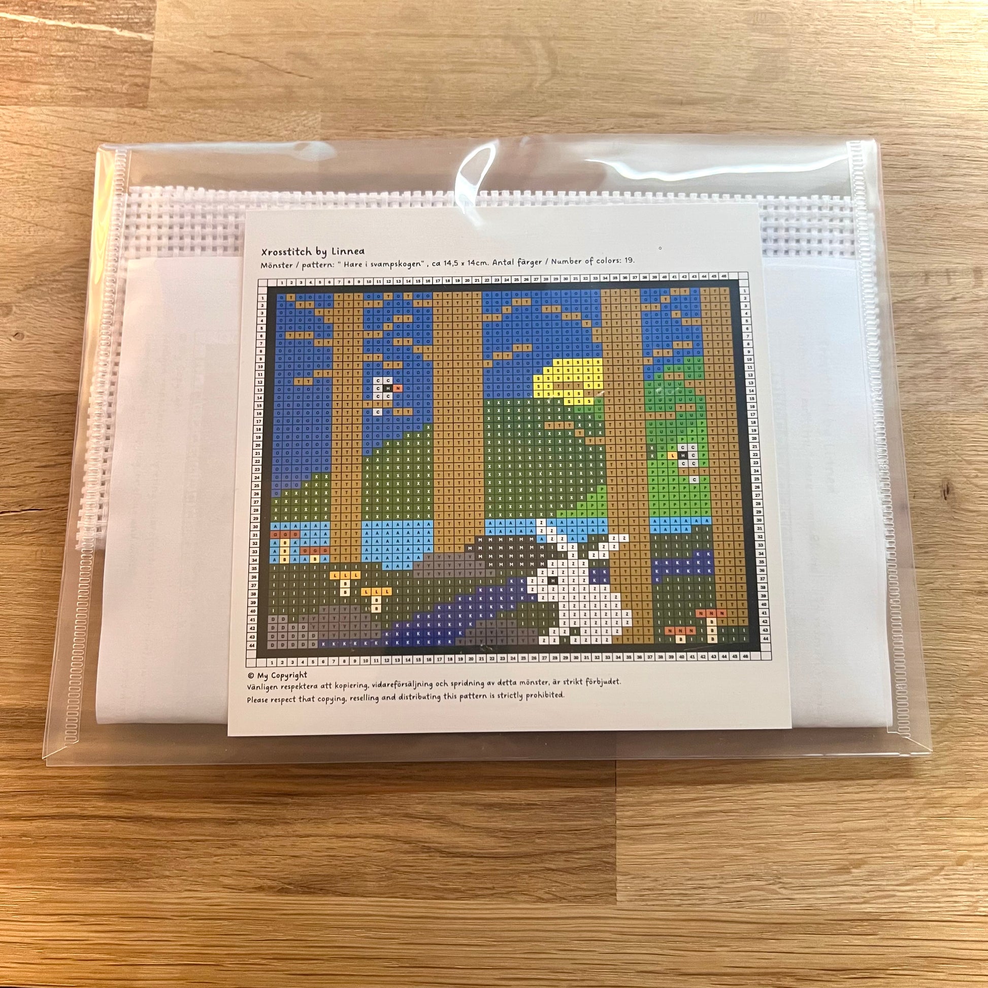 Broderikit med ullgarn ” hare i svampskogen ”