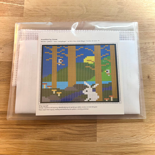 Broderikit med ullgarn ” hare i svampskogen ”