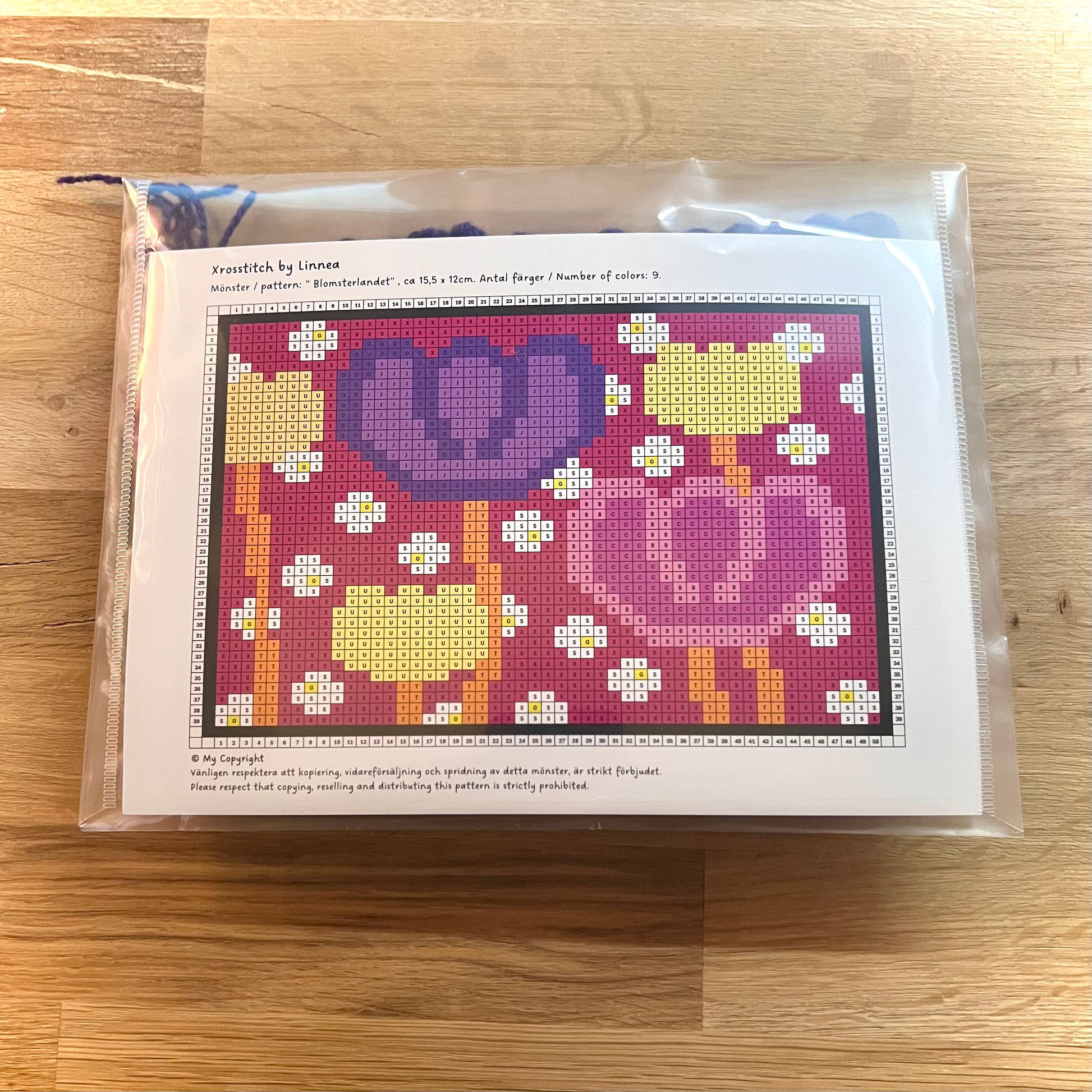 Broderikit med ullgarn ” blomsterlandet ”