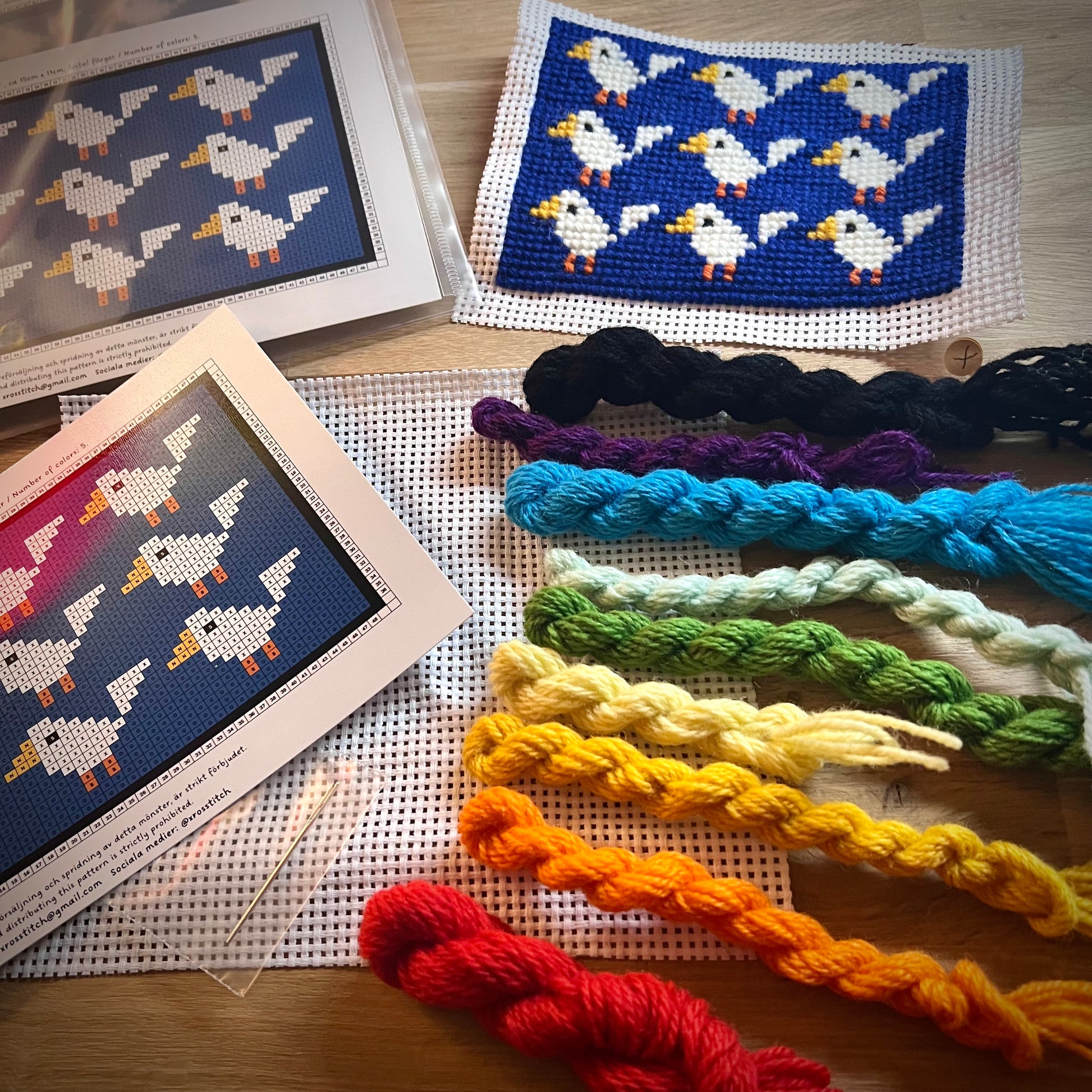 Broderikit med ullgarn ”möte i skärgården”