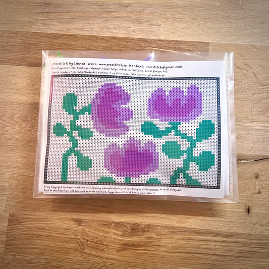 Broderikit med ullgarn ”snirkliga tulpaner” 12x17,5cm
