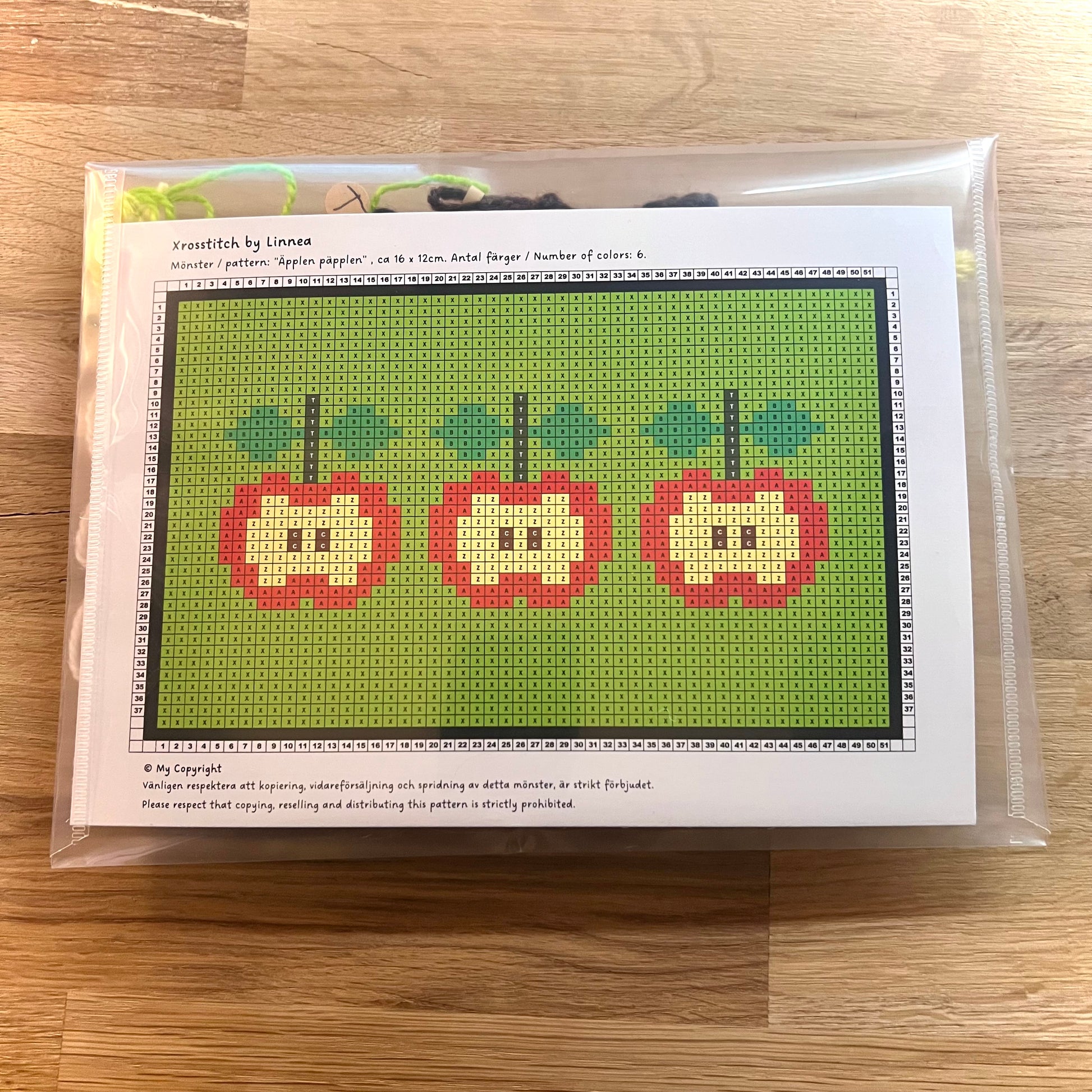 Broderikit med ullgarn äpplen päpplen 