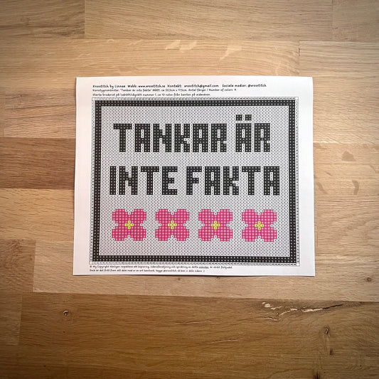 Mönster pdf ”tankar är inte fakta” 17,5x20,5cm