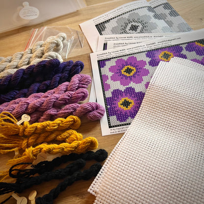 Broderikit med ullgarn ”sommarblom”