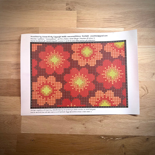 Mönster - ”sommarblom” 12,5x17,5cm