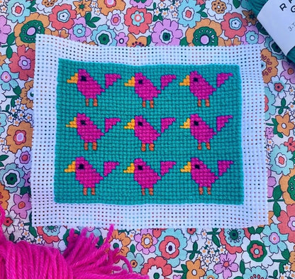 Broderikit med ullgarn ”fina finkar”