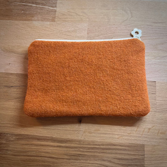 Handgjord unik börs, 3 retroblommor rosa/gul/orange 17x12cm