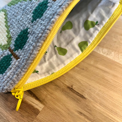 Handgjord unik börs, piron päron i retrostil, grå, 13x19cm