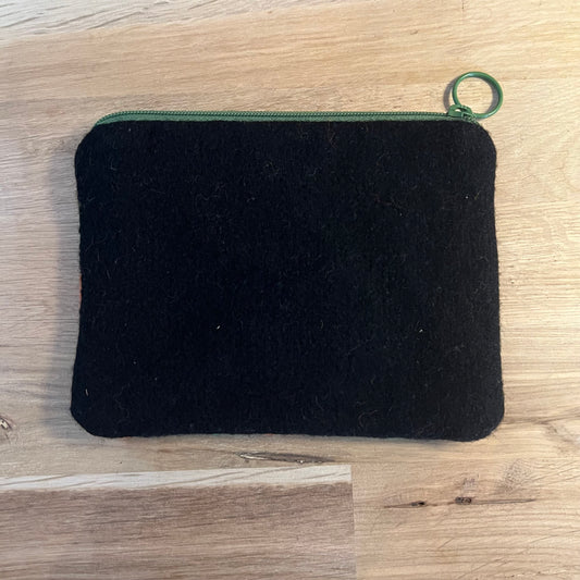 Handgjord unik börs ”apelsinträdgård” svart, 11,5x15cm