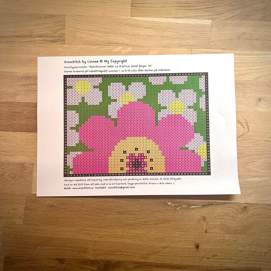 Mönster - ”retroblomma” 11x14,5cm