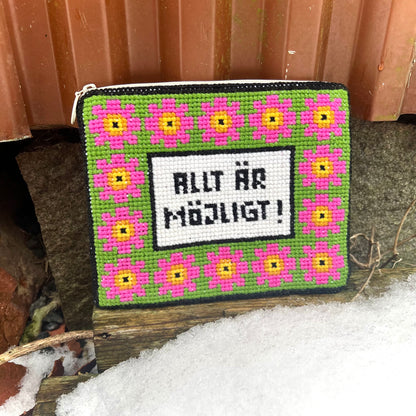 Textbroderikit med ullgarn, ”allt är möjligt” 20,5x17cm