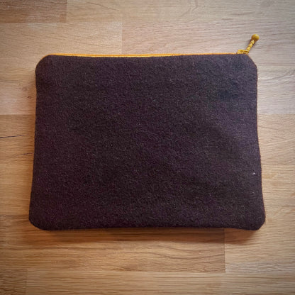 Handgjord unik börs, flörtiga finkar beige/grå/grön 19x15cm