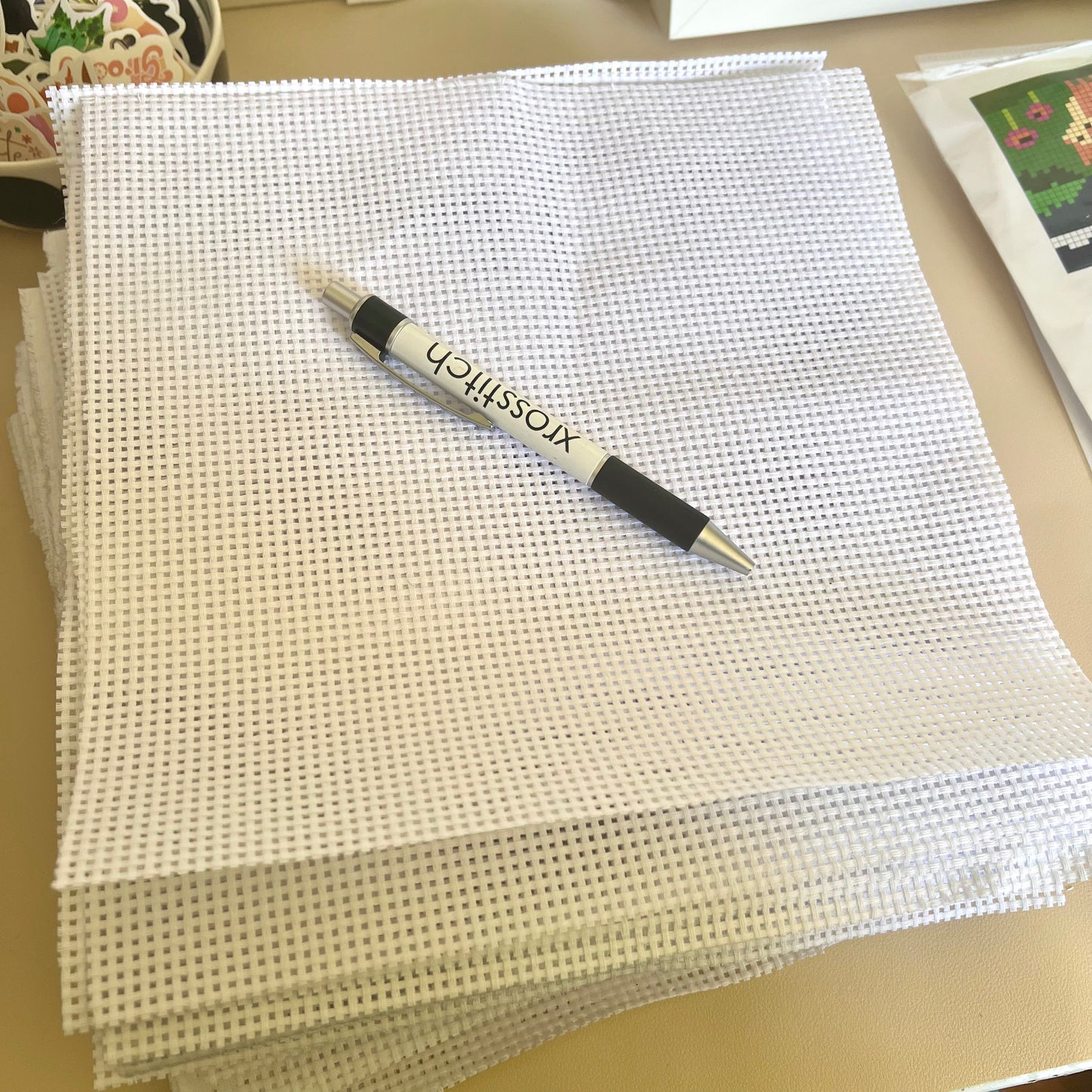 Aidaväv, 3,2 rutor/cm, vit, 25x25cm