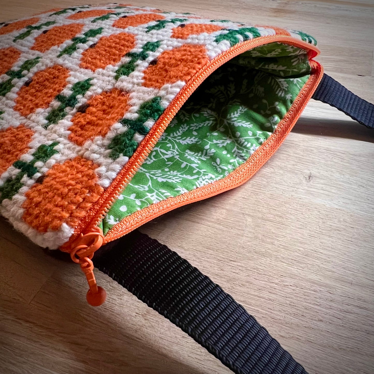 Handgjord unik axelremsväska, retro apelsiner