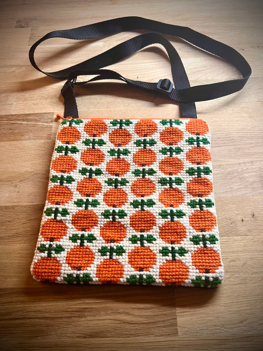 Handgjord unik axelremsväska, retro apelsiner