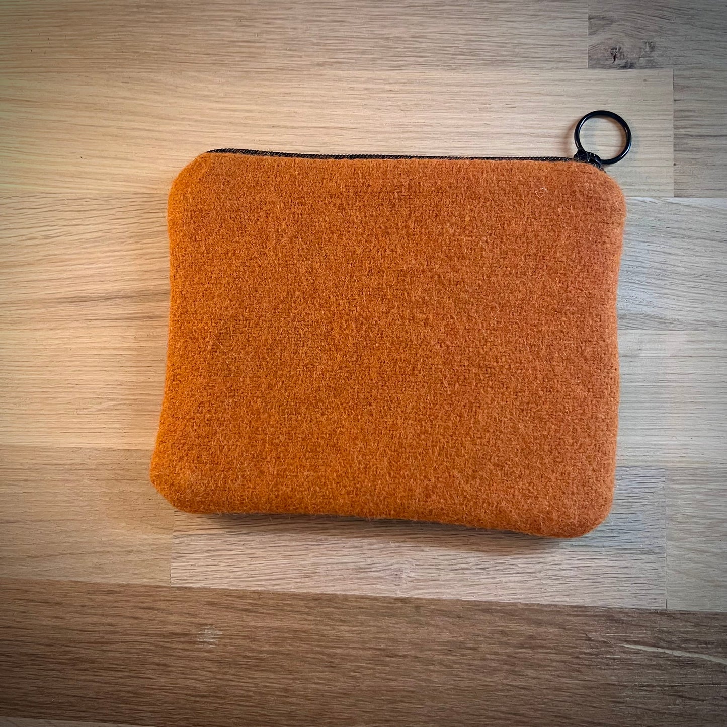 Handgjord unik börs, apelsinträdgård orange/lila