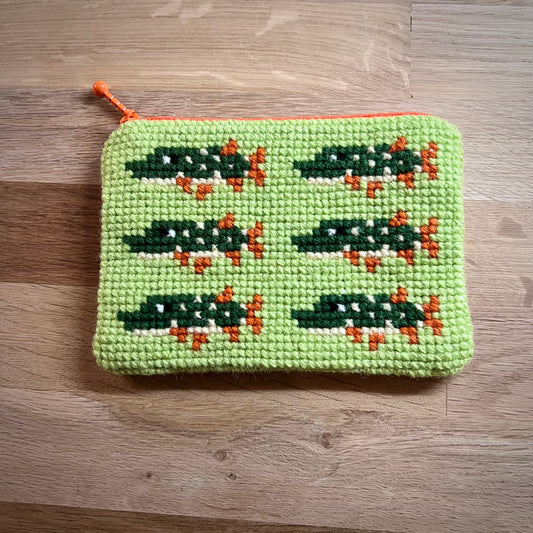 Handgjord unik börs, gäddgänget, ljusgrön