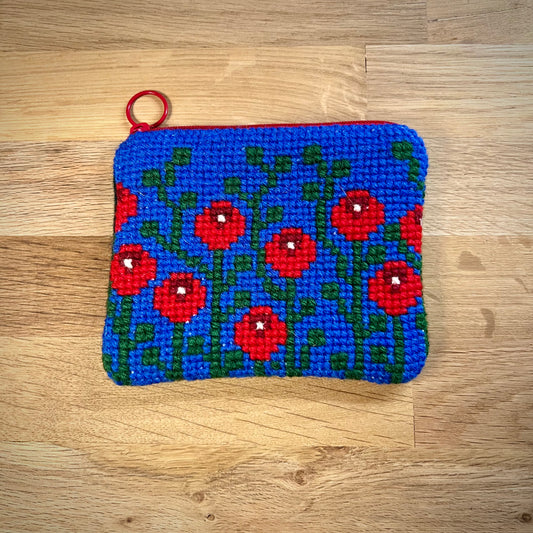 Handgjord unik börs, ”i lingonskogen” 13x11cm